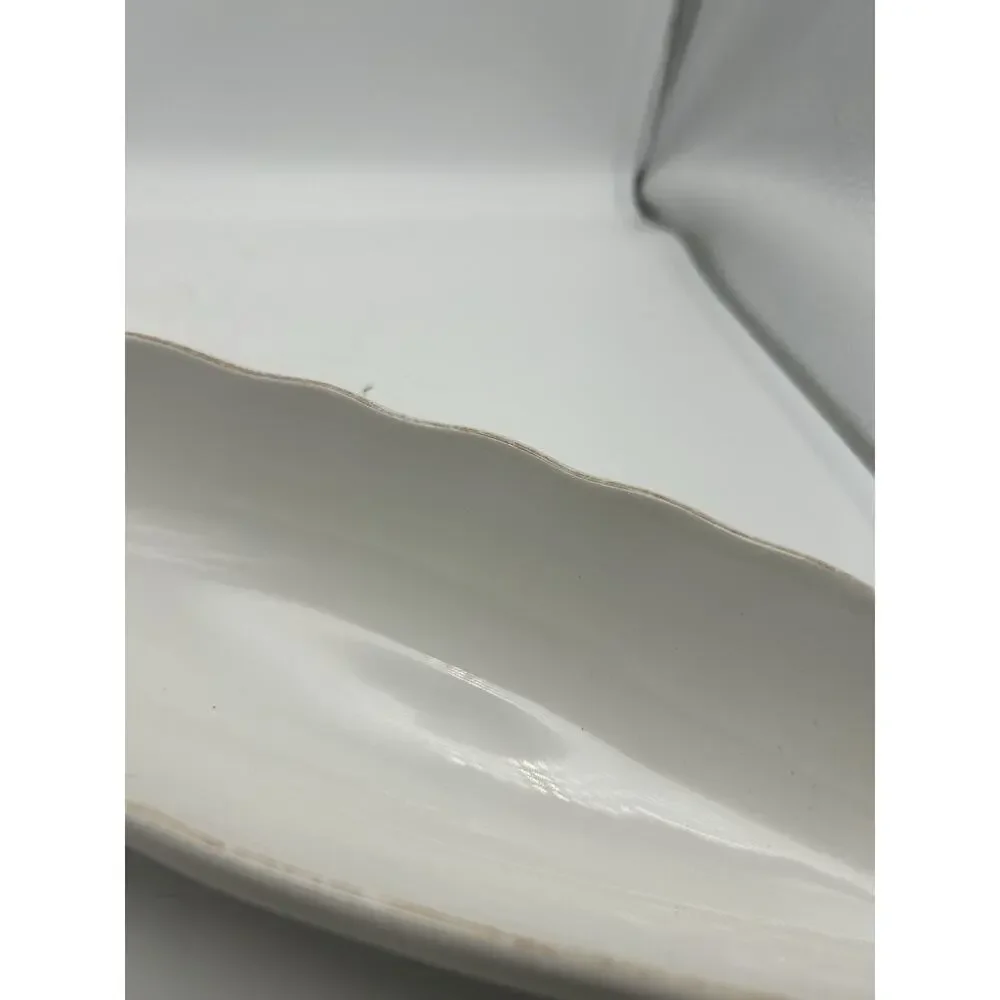 TagFish Shaped Plate/Vessel White Ceramic Minimalism Scandinavian? VTG ￼
